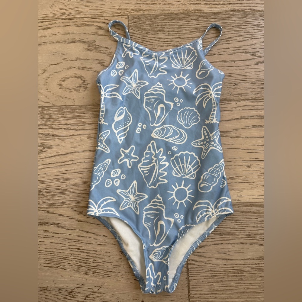 H&M Light Blue Seashell Print One-Piece Swimsuit